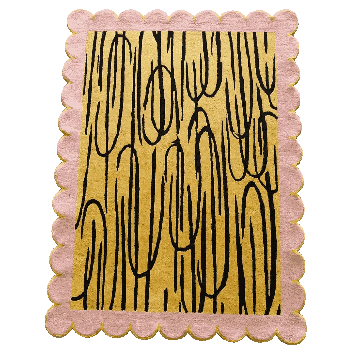 Pink Scalloped Contemporary Art Hand Tufted Rug