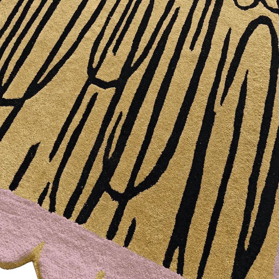 Pink Scalloped Contemporary Art Hand Tufted Rug