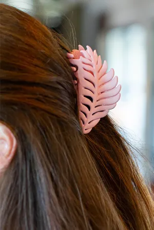 Pink Tropical Leaf Frosted Hair Claw Clip