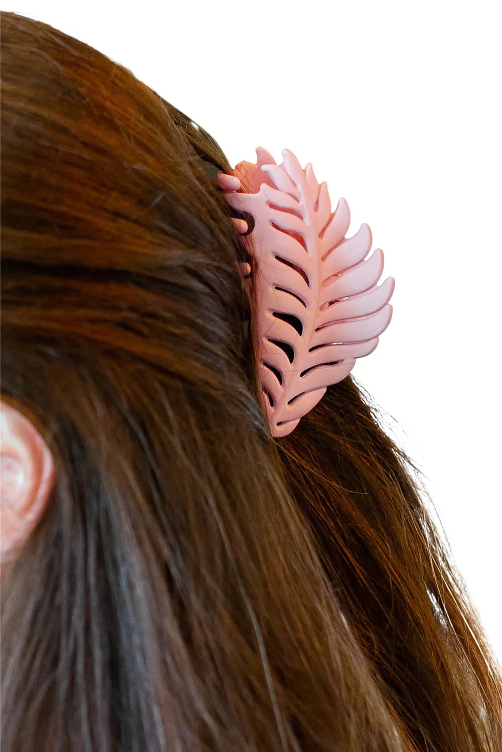 Pink Tropical Leaf Frosted Hair Claw Clip
