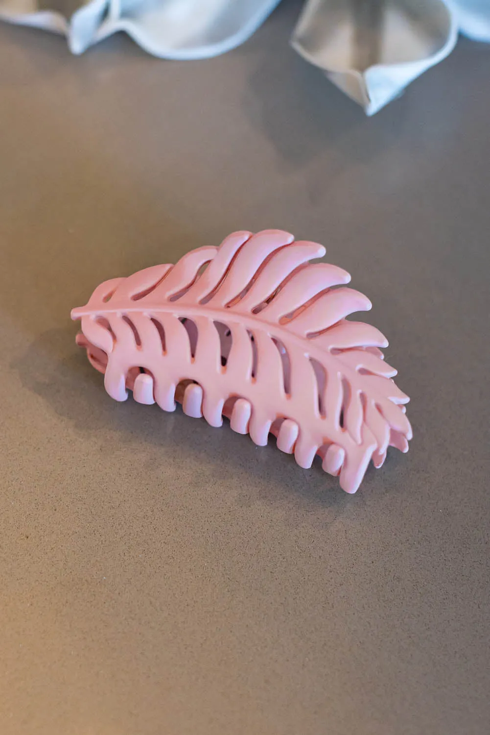 Pink Tropical Leaf Frosted Hair Claw Clip