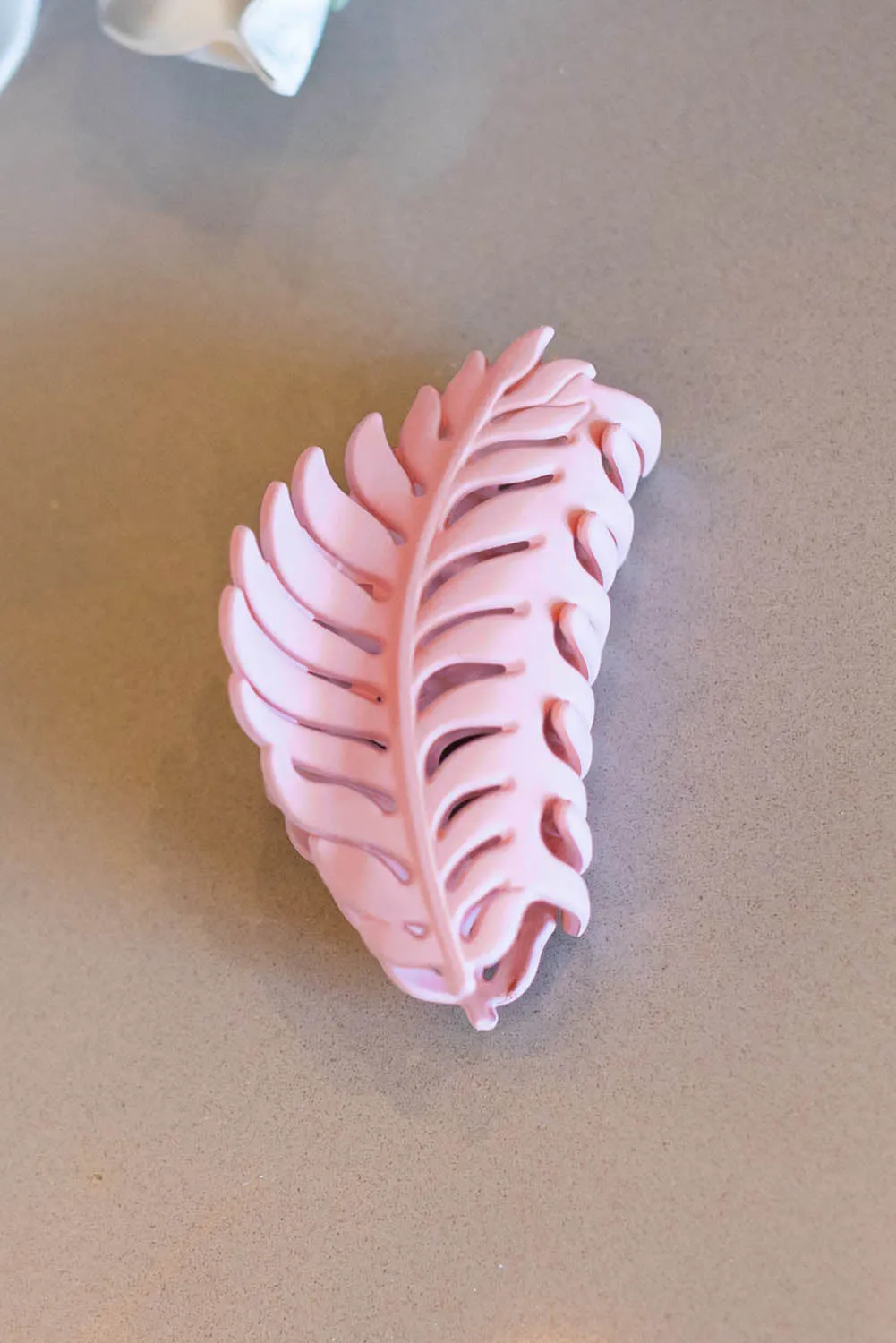 Pink Tropical Leaf Frosted Hair Claw Clip