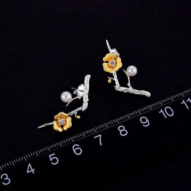 Plum Blossom Flower Drop Earrings
