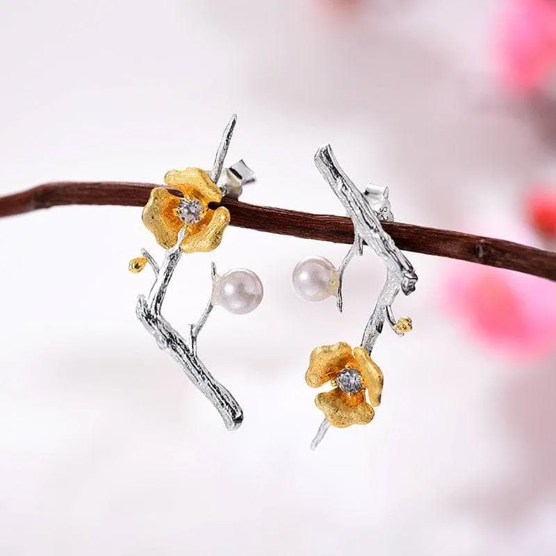 Plum Blossom Flower Drop Earrings