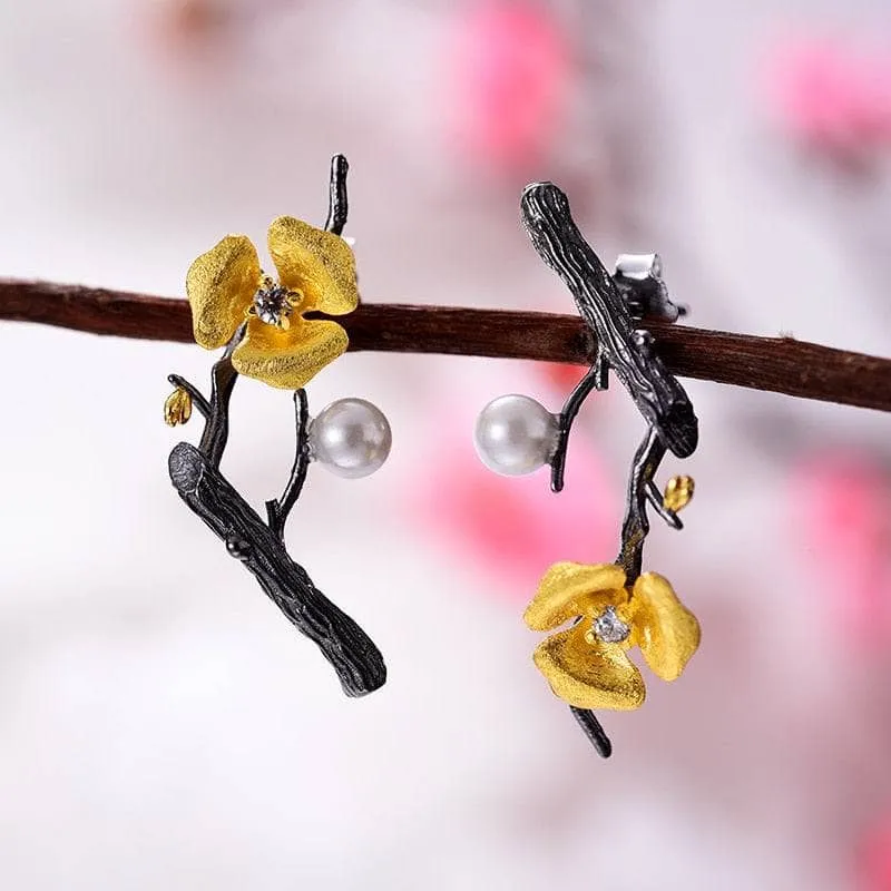 Plum Blossom Flower Drop Earrings