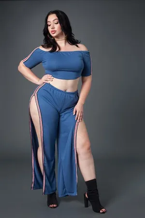 Plus Size Fun Sportyy Striped Matching Sets