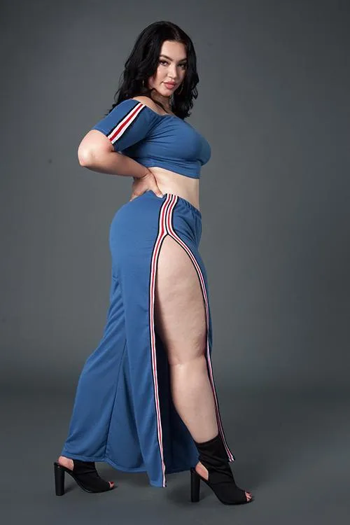 Plus Size Fun Sportyy Striped Matching Sets