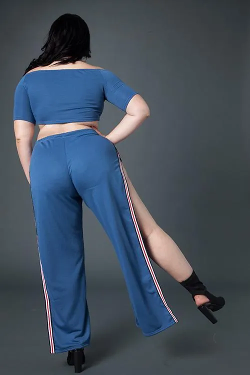 Plus Size Fun Sportyy Striped Matching Sets