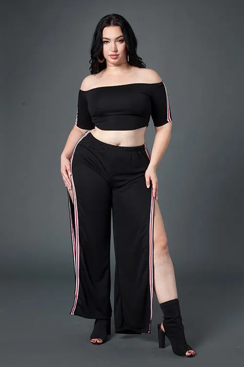 Plus Size Fun Sportyy Striped Matching Sets
