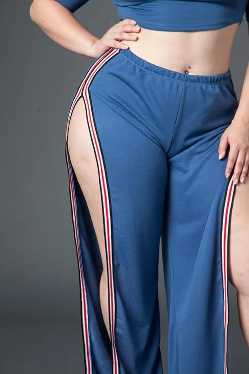 Plus Size Fun Sportyy Striped Matching Sets