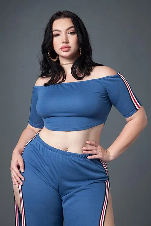 Plus Size Fun Sportyy Striped Matching Sets