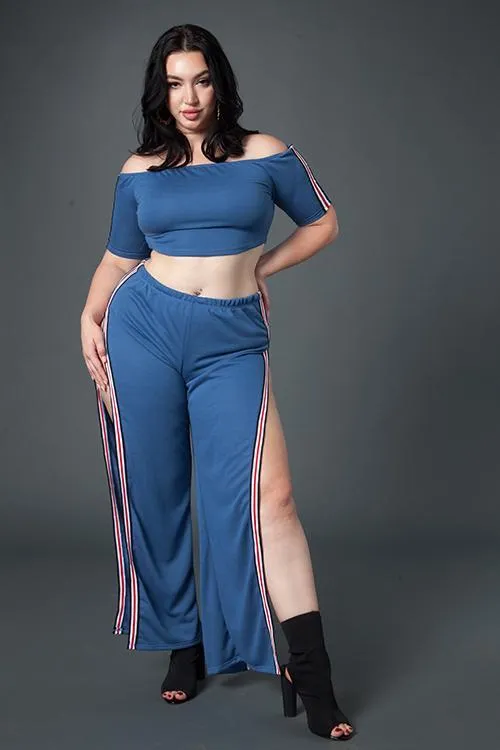 Plus Size Fun Sportyy Striped Matching Sets