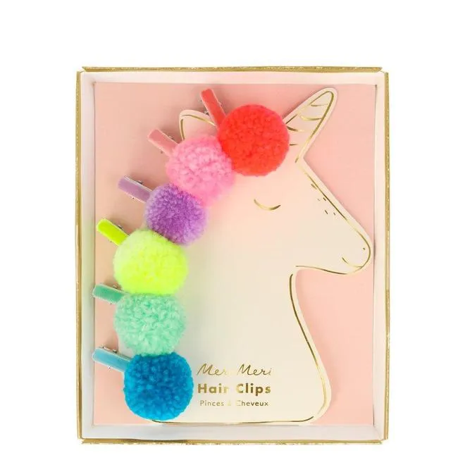 Pompom Unicorn Hair Clips