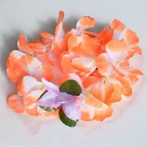 Premium Orange Hawaiian Crown Lei Headband Paradise Petunia with Orchids Boho