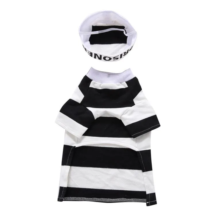 Prisoner Dog Costume - Prison Pooch Dog Halloween Costume Party Pet Dog Costume Clothes Cosplay with Hat