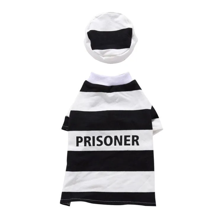 Prisoner Dog Costume - Prison Pooch Dog Halloween Costume Party Pet Dog Costume Clothes Cosplay with Hat