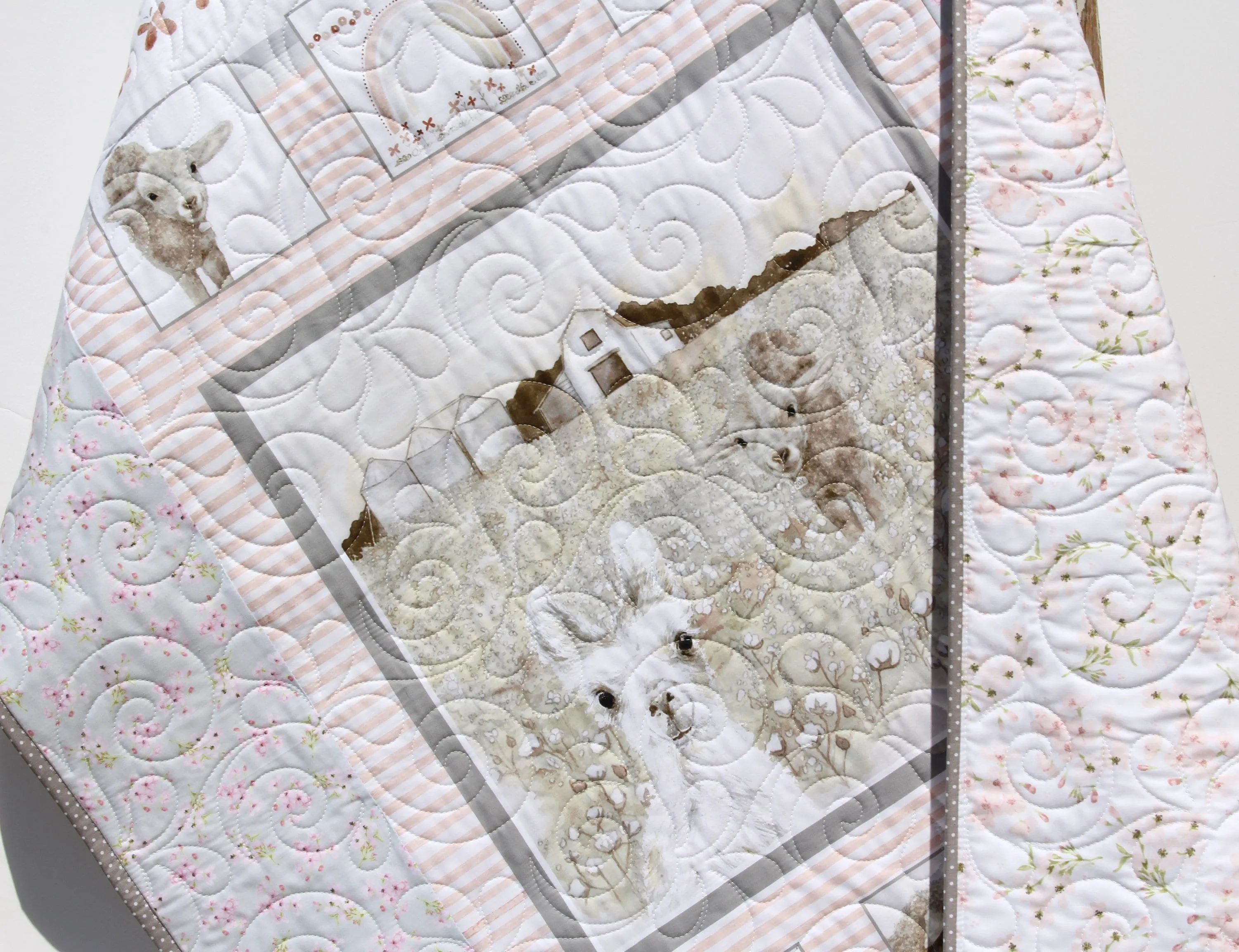 Quilt Kit for Beginners Farmhouse Animals Low Volume Farm Barnyard Baby Bedding Blanket Sewing