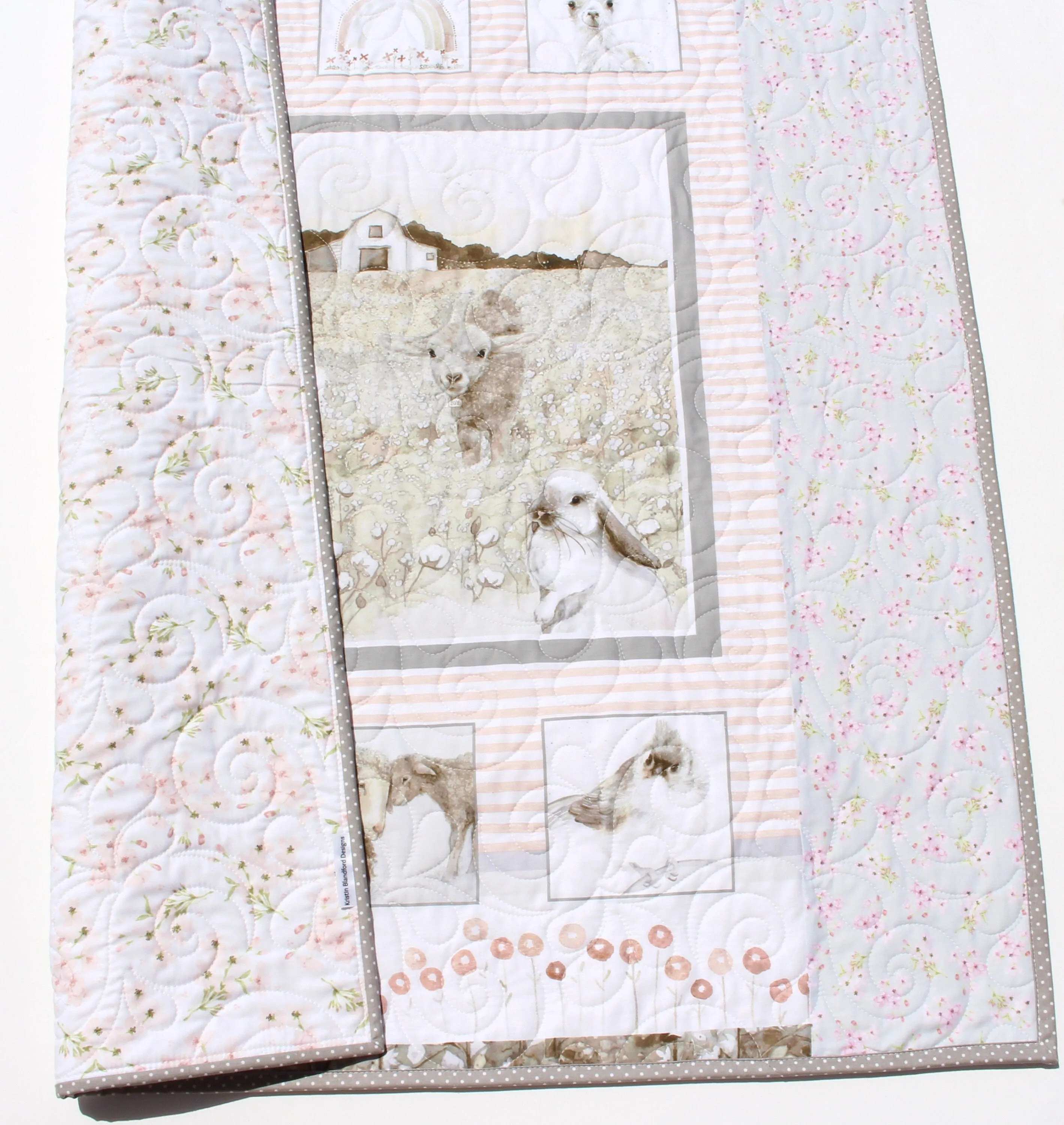 Quilt Kit for Beginners Farmhouse Animals Low Volume Farm Barnyard Baby Bedding Blanket Sewing