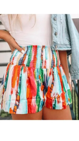 Rainbow Smocked Shorts