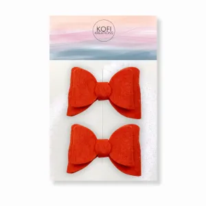 Red Felt Piggy Hair Bows
