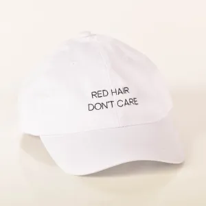 Red Hair Don't Care Simple White Hat