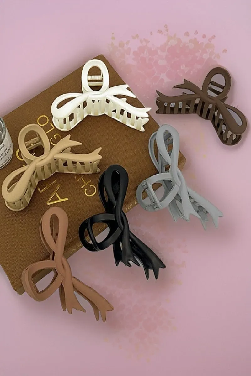 RIBBON HAIR CLAW CLIP - 5 COLORS