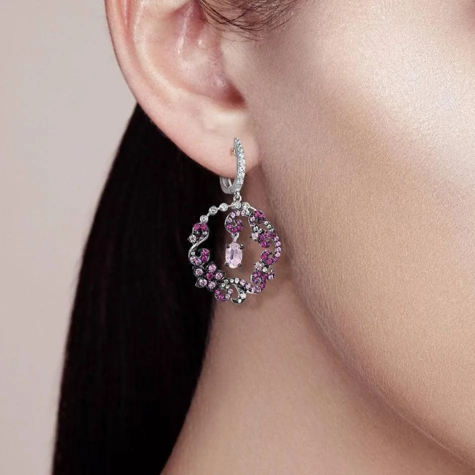 Round Flower Drop Earrings