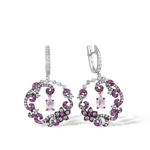 Round Flower Drop Earrings