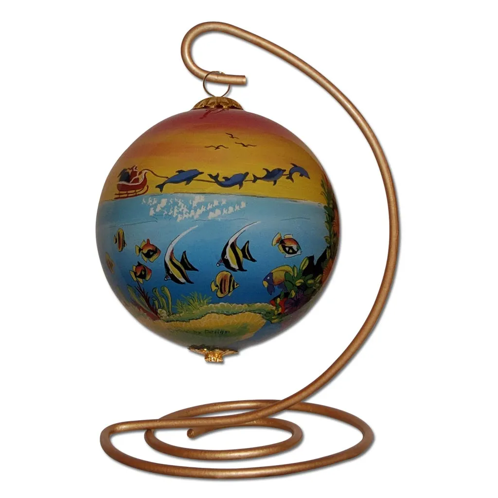 Santa’s Dolphin Sled Hawaiian Christmas Ornament