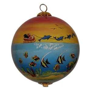 Santa’s Dolphin Sled Hawaiian Christmas Ornament