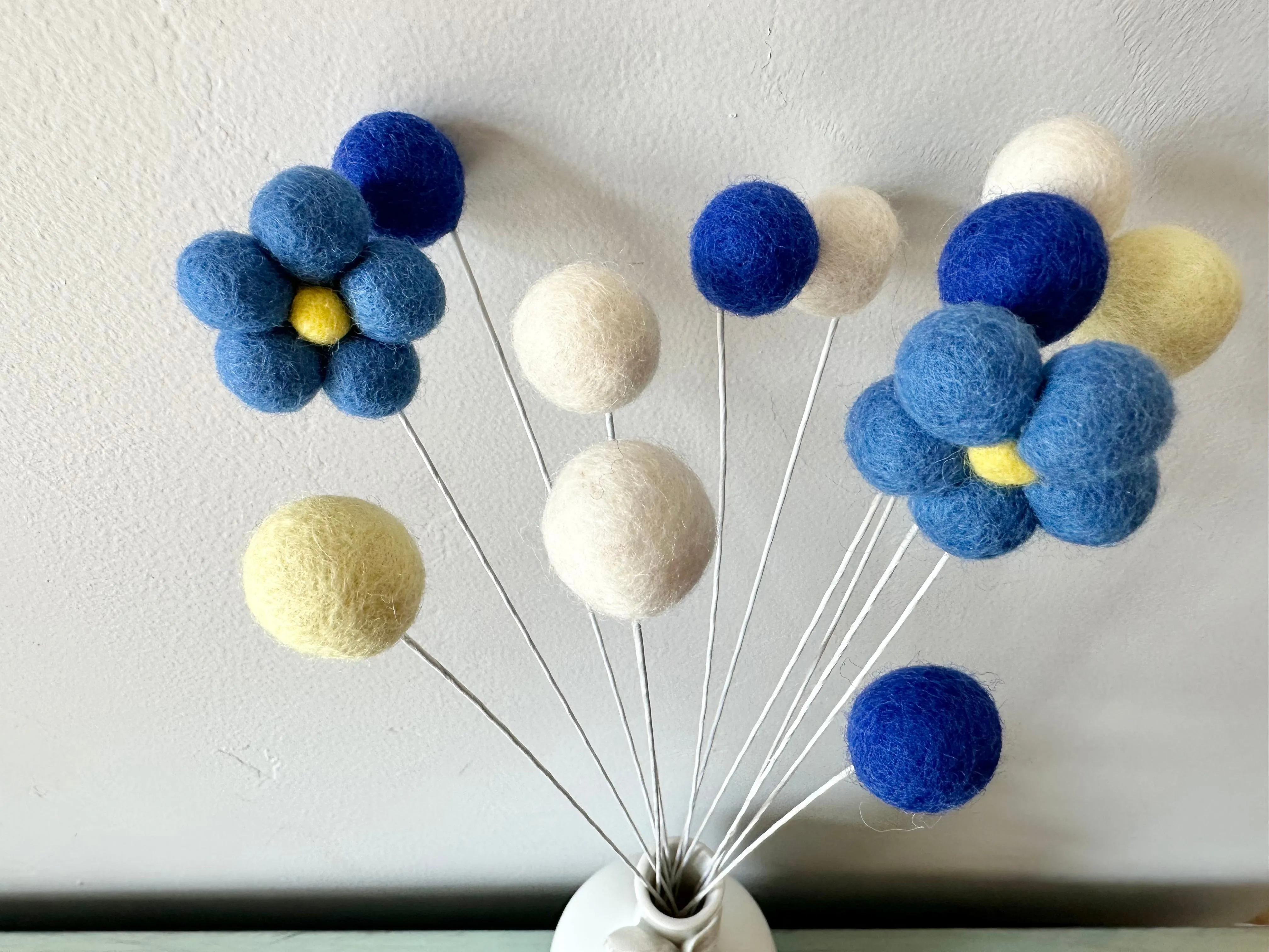 Shades of Blue Daisy Felted Bouquet