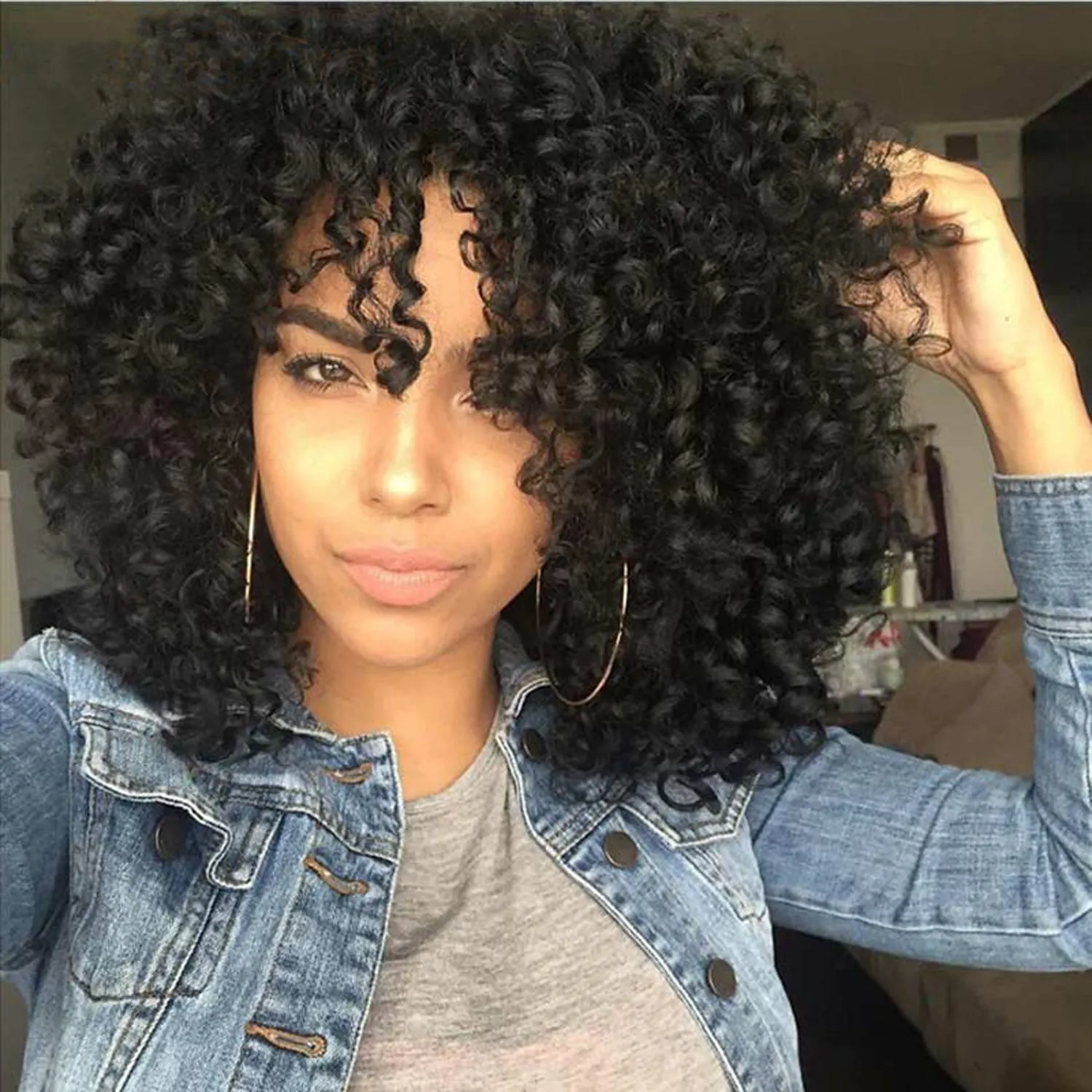 Short Natural Black Kinky Curly Afro Wig