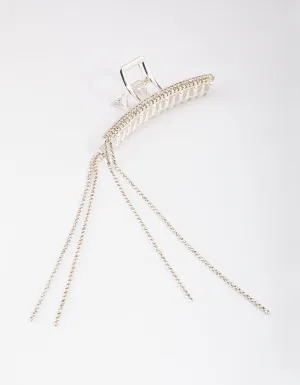 Silver Waterfall Diamante Hair Claw