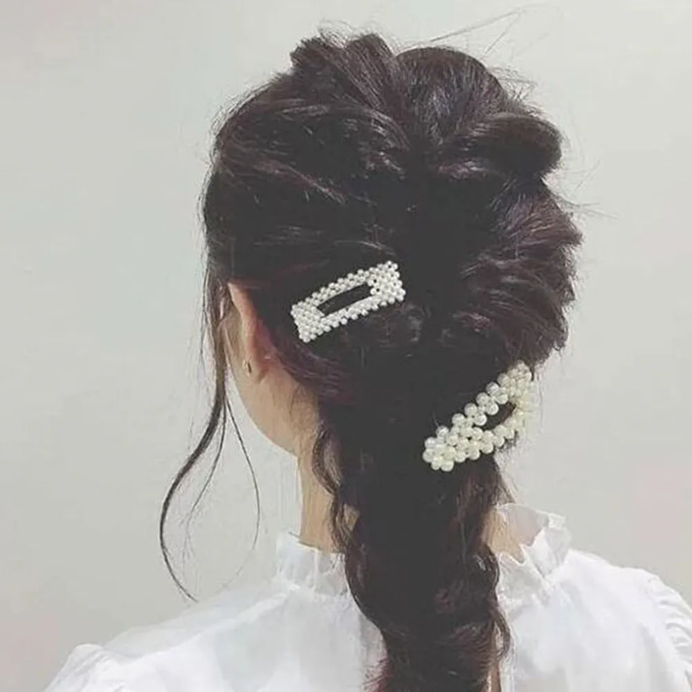 Simple Geometric Pattern Pearl Hair Clip