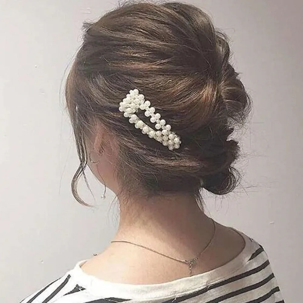 Simple Geometric Pattern Pearl Hair Clip