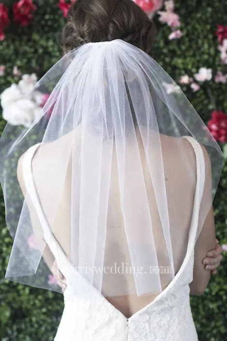 Simple Short Single Layer Wedding Veils With Hair Comb Bride Veil For Graduation Photo Headdress