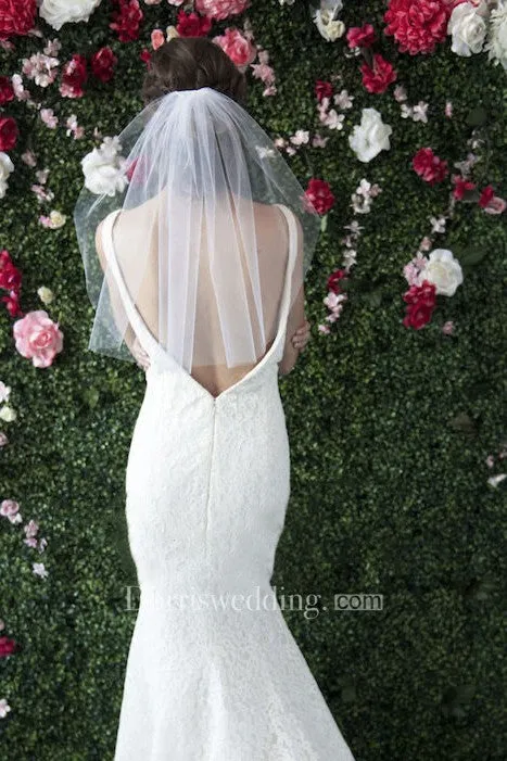 Simple Short Single Layer Wedding Veils With Hair Comb Bride Veil For Graduation Photo Headdress