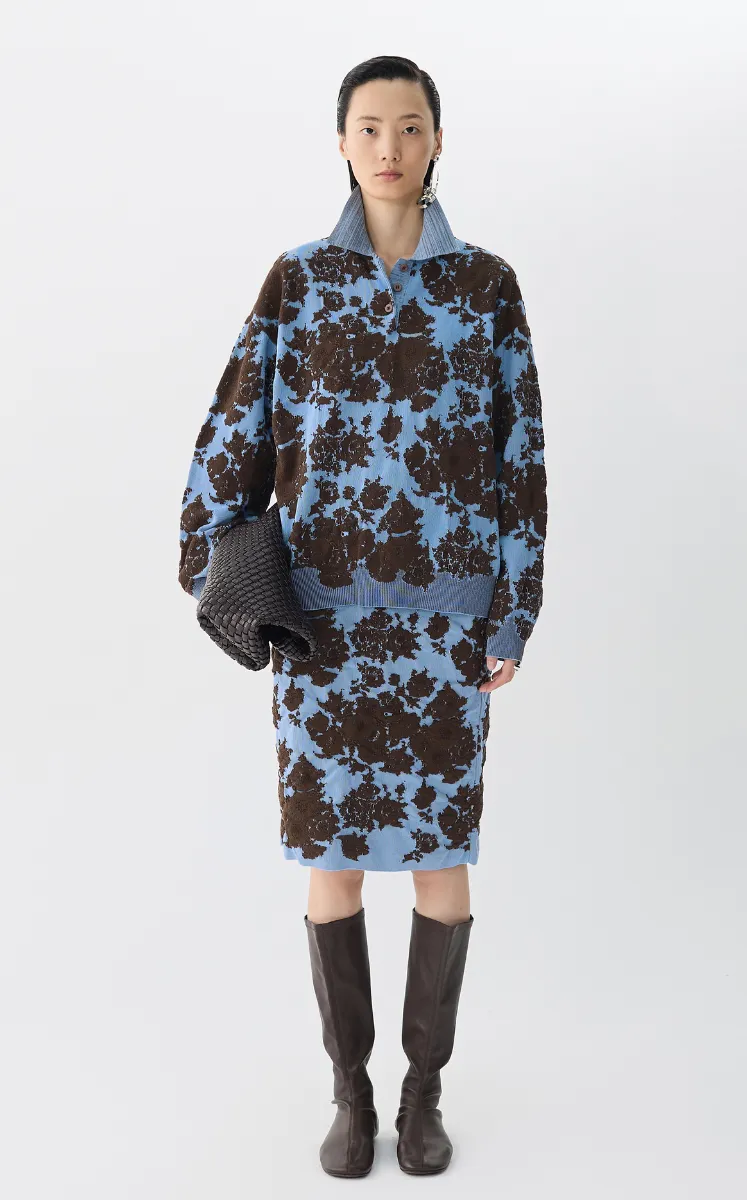 Skirt / JNBY Cotton Blend Floral Midi Skirt