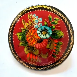 Small Flowers Red Brooch