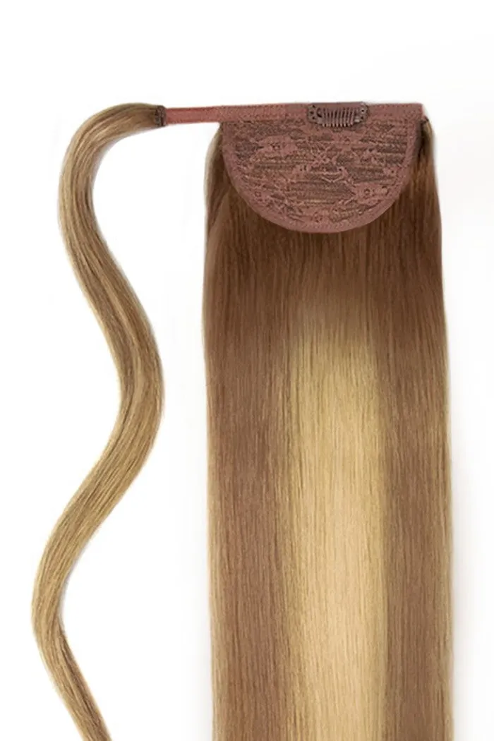 Soft Bronze Balayage Straight Up Wrap Around Ponytail Extension