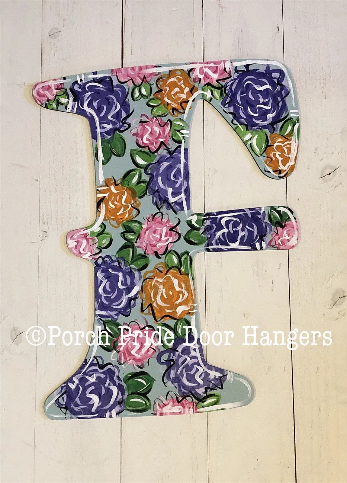 Spring Flower Initial Door Hanger