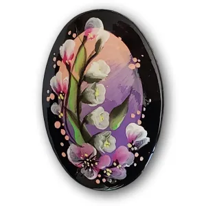 Spring Flowers Hand Painted Oval Brooch