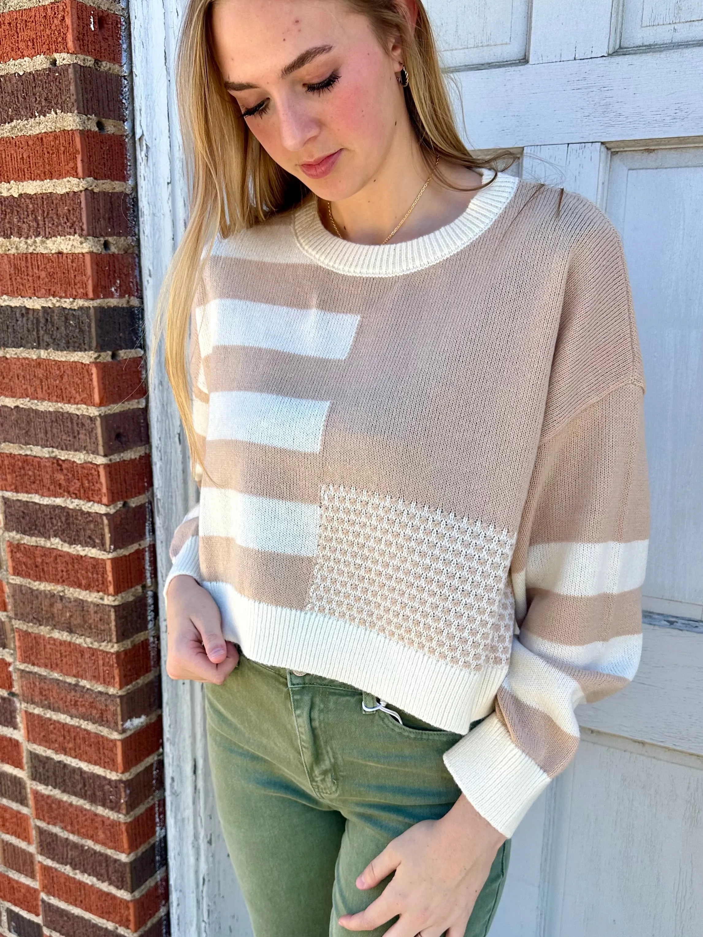 Striped Situation Top: Beige Mix