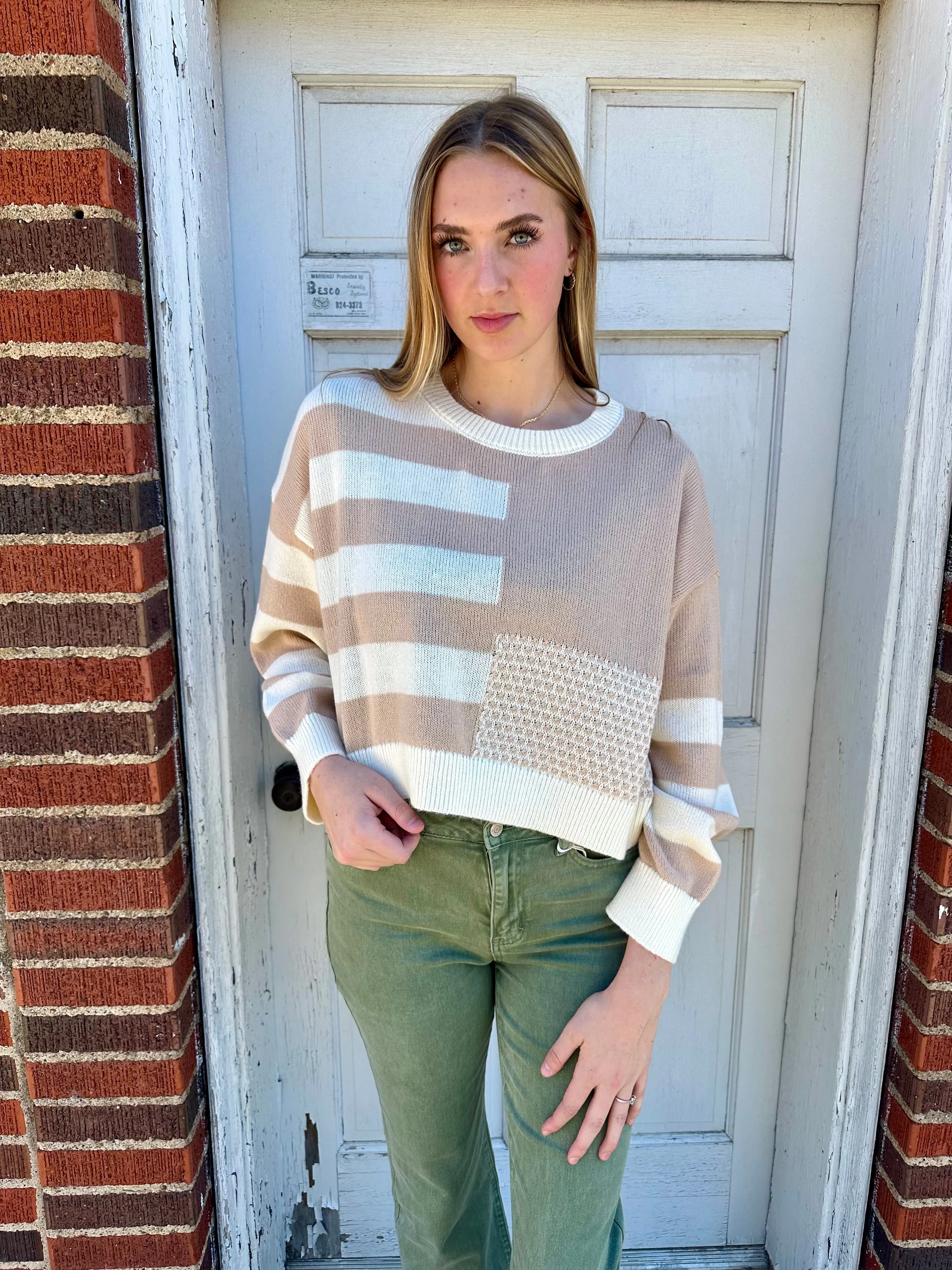 Striped Situation Top: Beige Mix