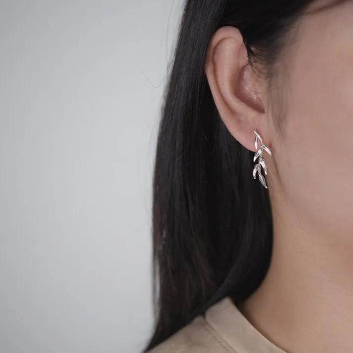 Swallow & Willow Branches Asymmetrical Dangle Earrings