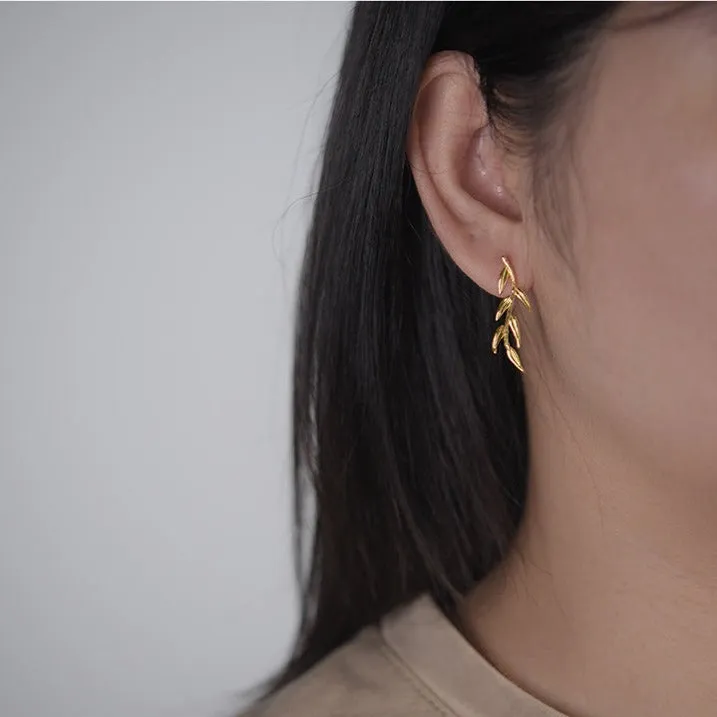 Swallow & Willow Branches Asymmetrical Dangle Earrings