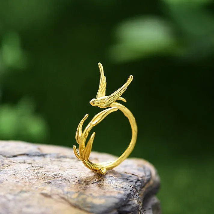 Swallow Willow Branch Ring