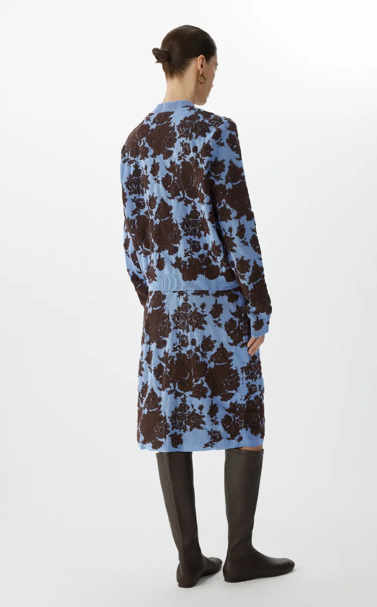 Sweater / JNBY Peony Jacquard Knit Short Cardigan