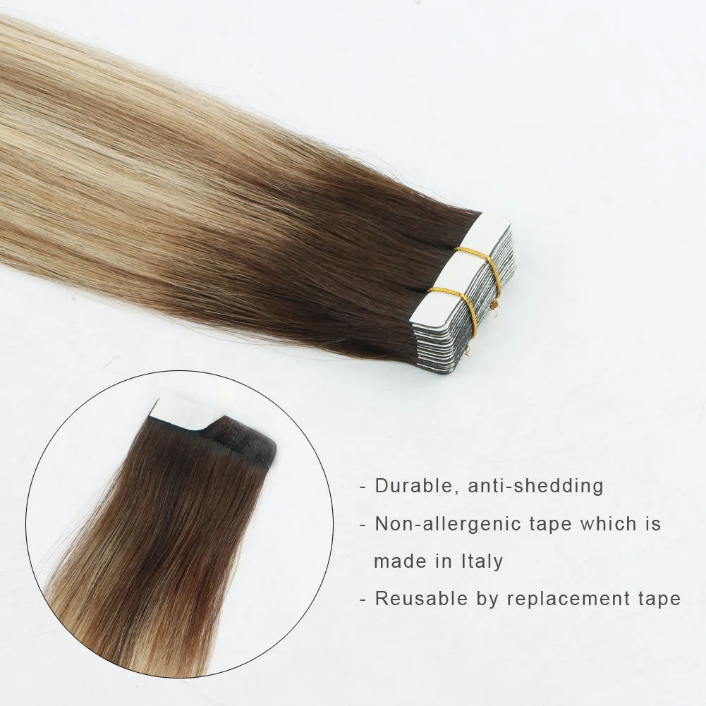 Tape In Hair Extension Rooted Highlights RP3-8/613