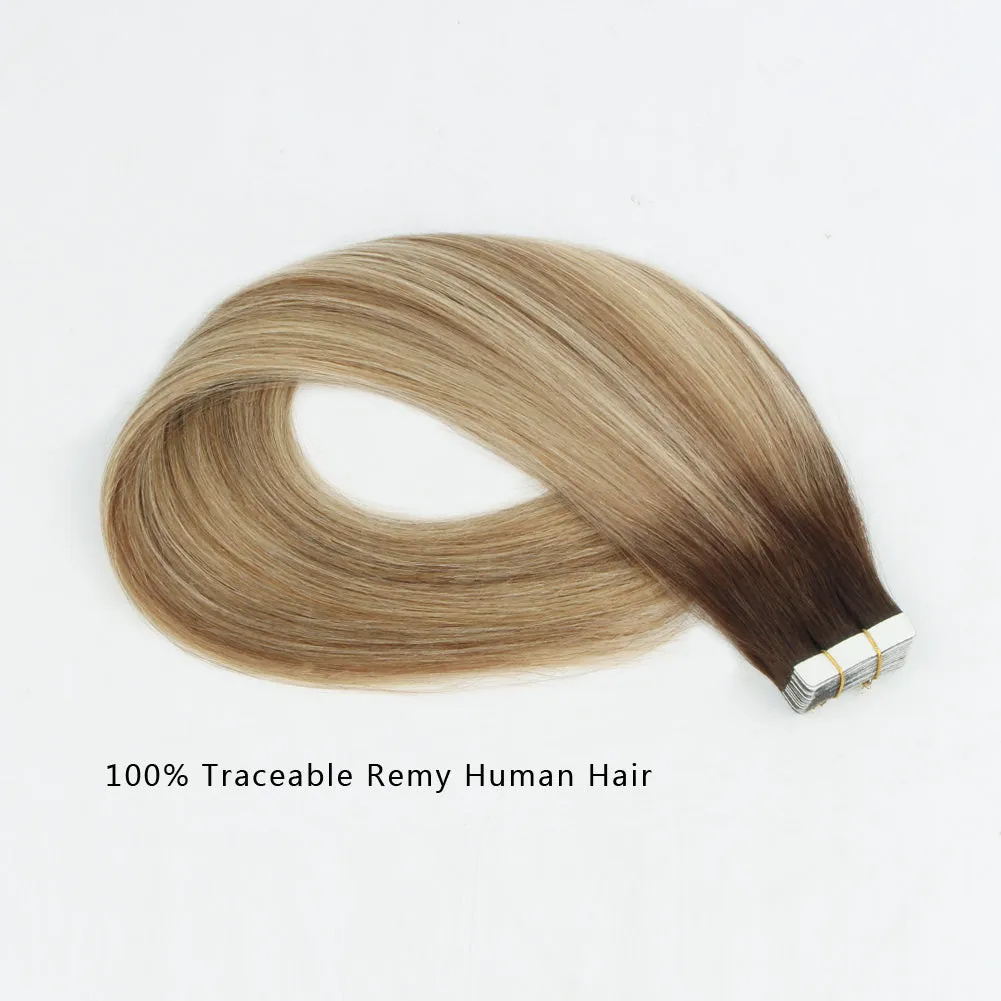 Tape In Hair Extension Rooted Highlights RP3-8/613